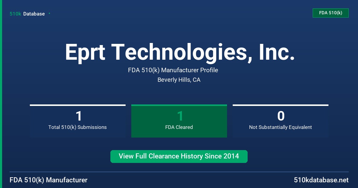 Eprt Technologies, Inc. FDA 510(k) Manufacturer Profile