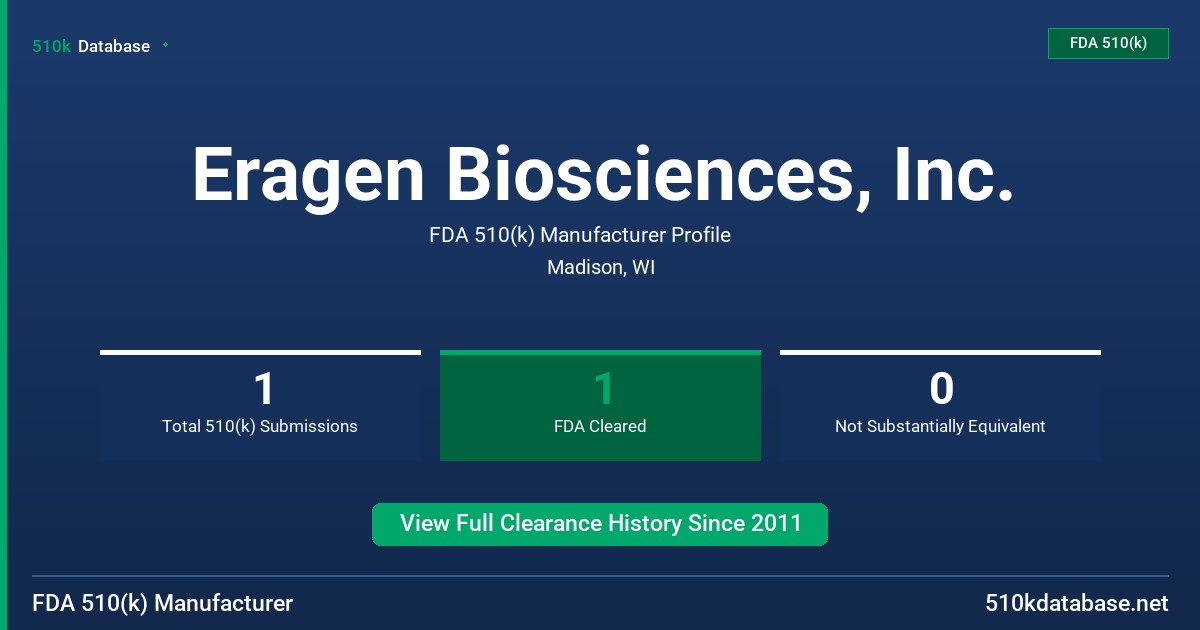 Eragen Biosciences, Inc. FDA 510(k) Manufacturer Profile
