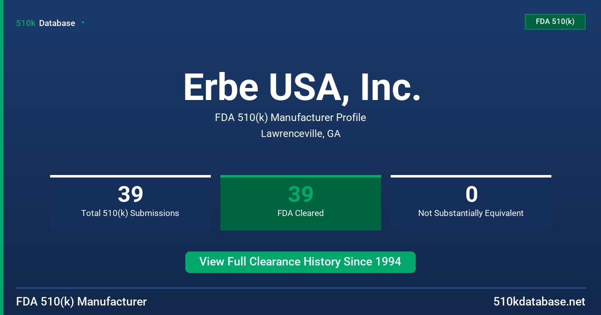 Erbe USA, Inc. FDA 510(k) Manufacturer Profile