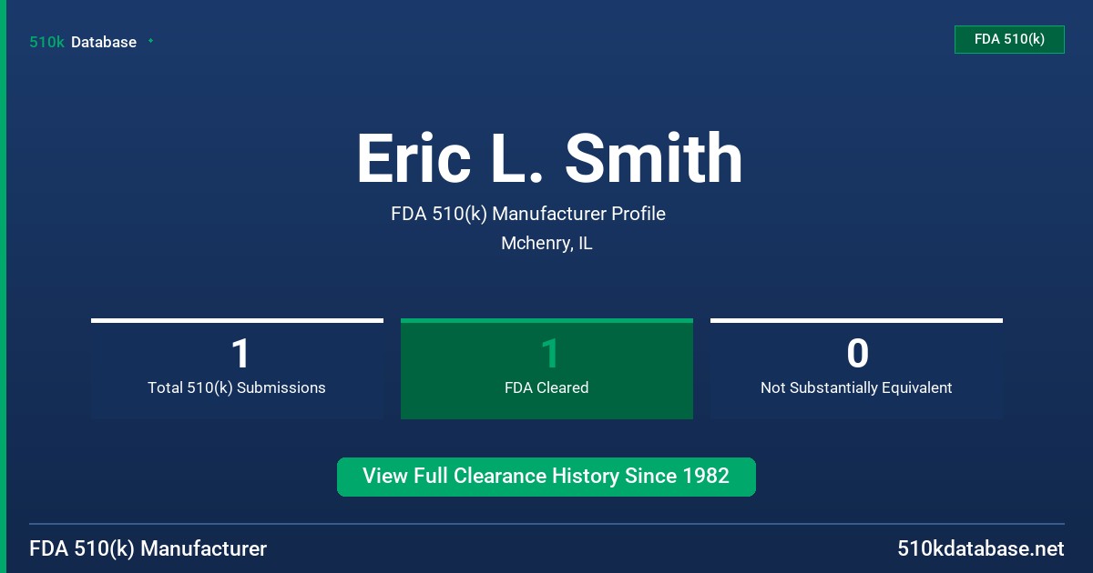 Eric L. Smith FDA 510(k) Manufacturer Profile