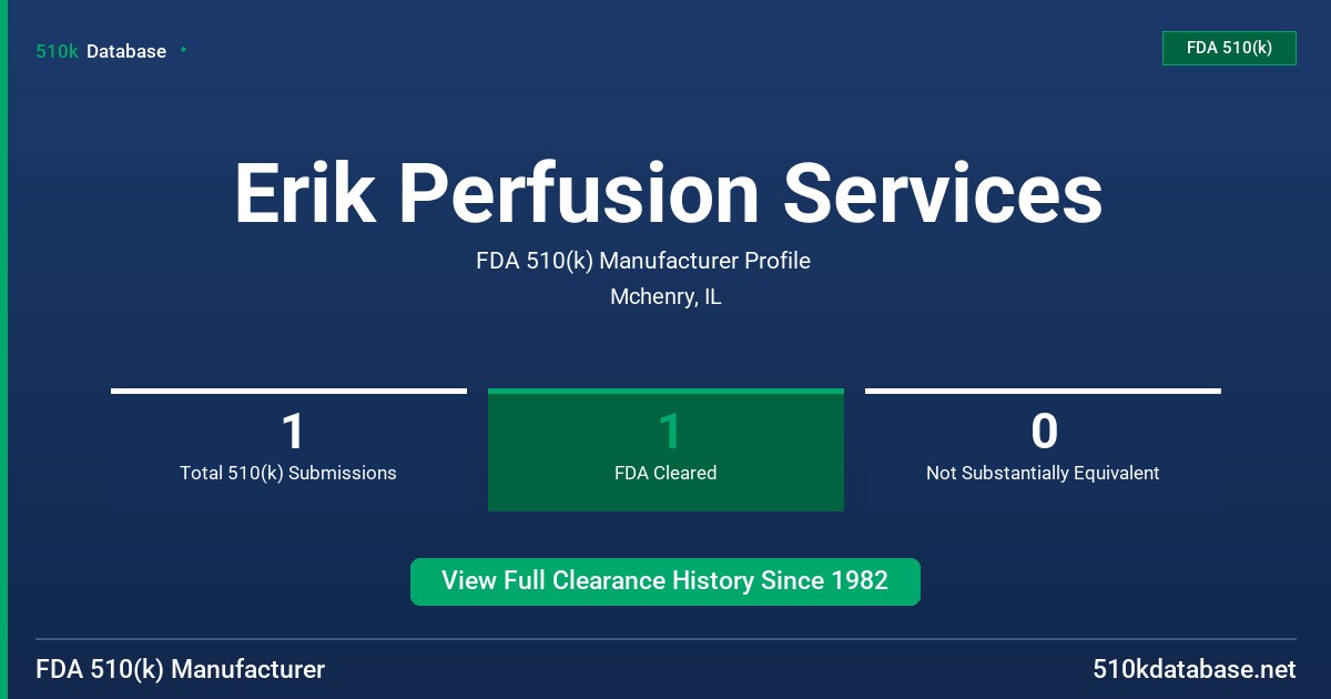 Erik Perfusion Services FDA 510(k) Manufacturer Profile