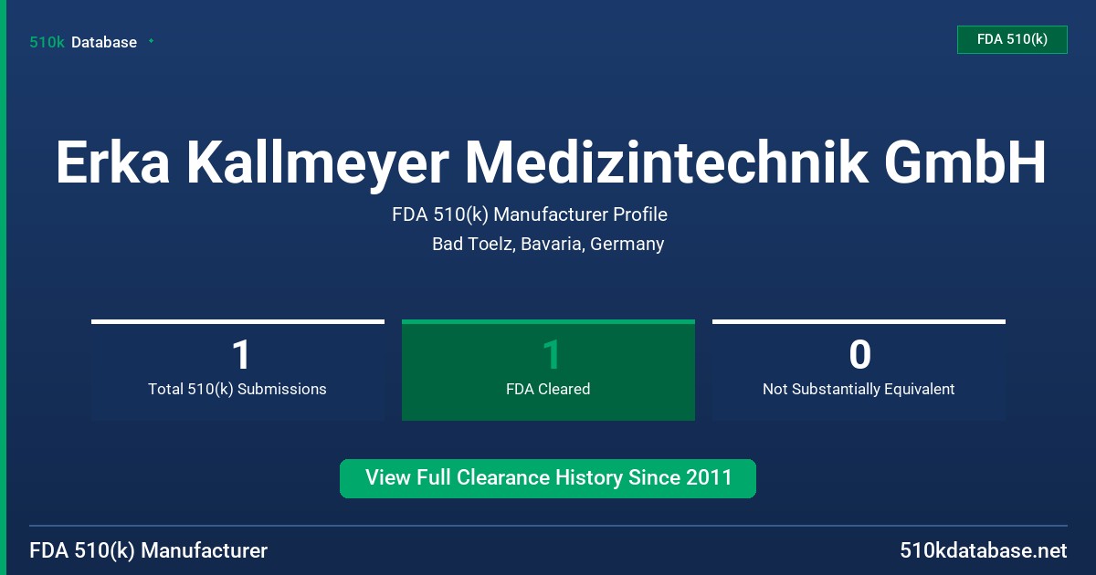 Erka Kallmeyer Medizintechnik GmbH FDA 510(k) Manufacturer Profile