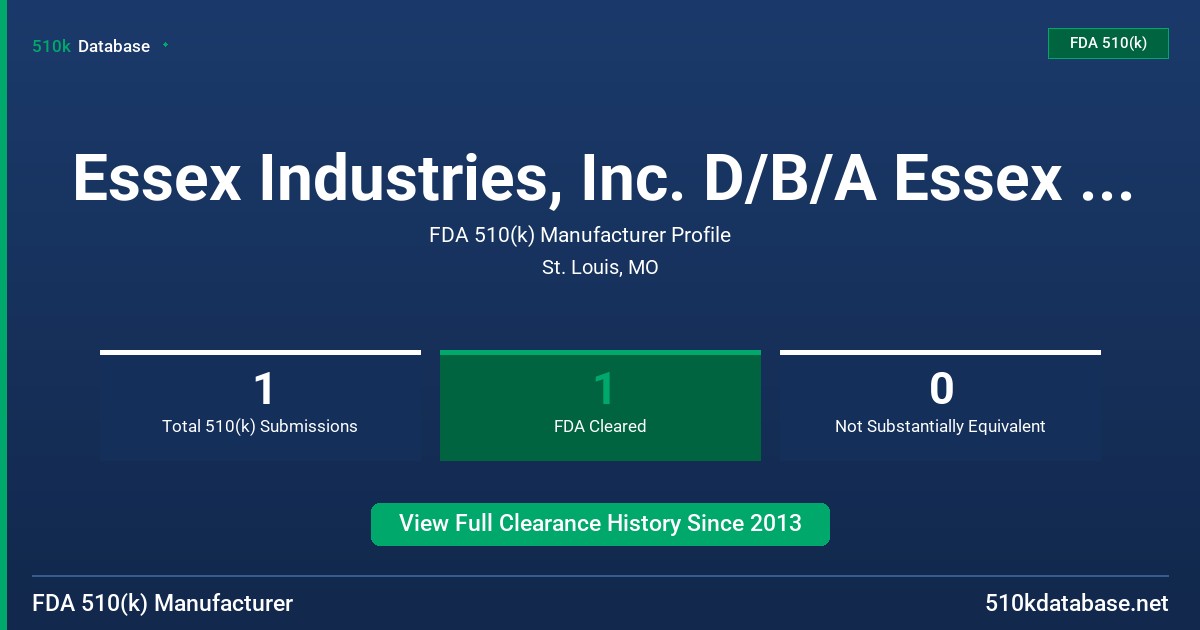 Essex Industries, Inc. D/B/A Essex Cryogenics of M FDA 510(k) Manufacturer Profile