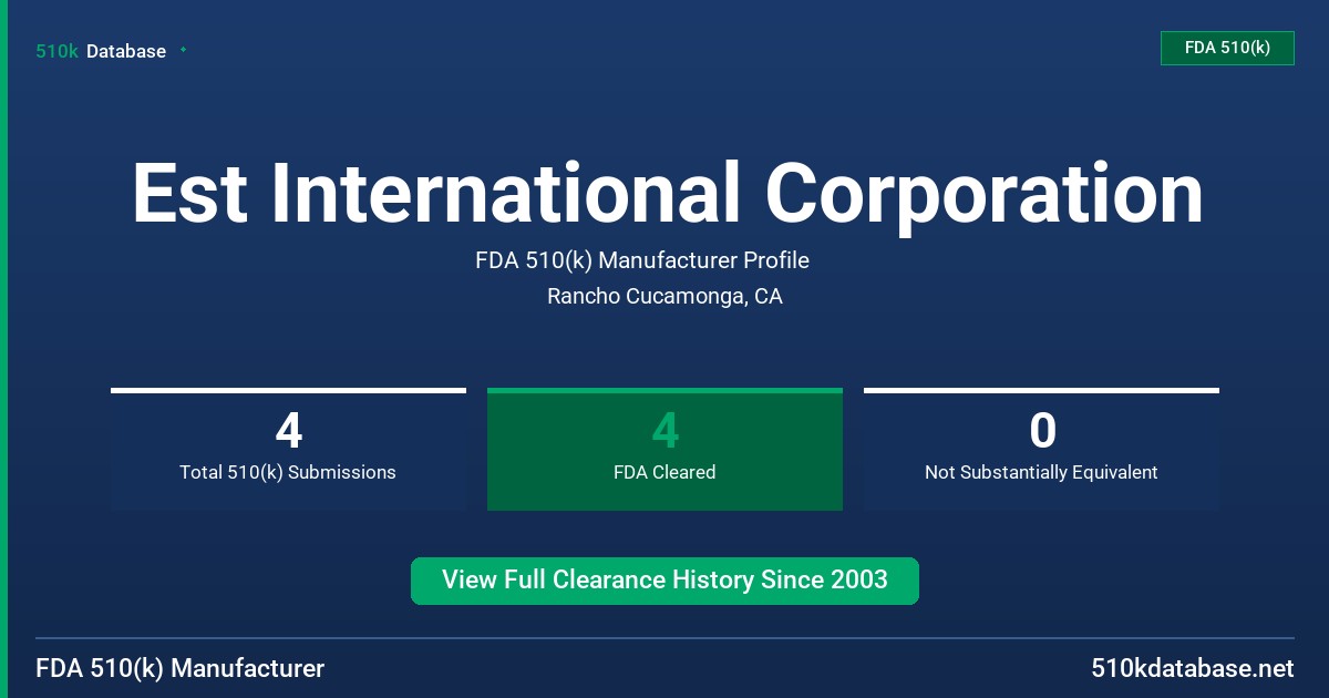 Est International Corporation FDA 510(k) Manufacturer Profile
