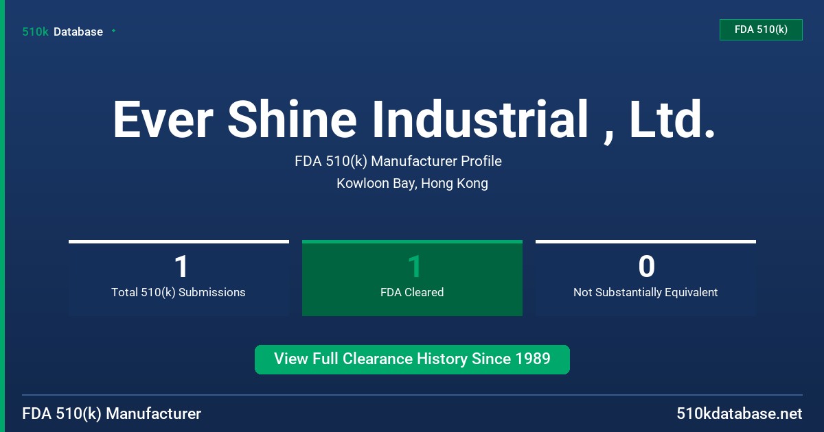Ever Shine Industrial , Ltd. FDA 510(k) Manufacturer Profile