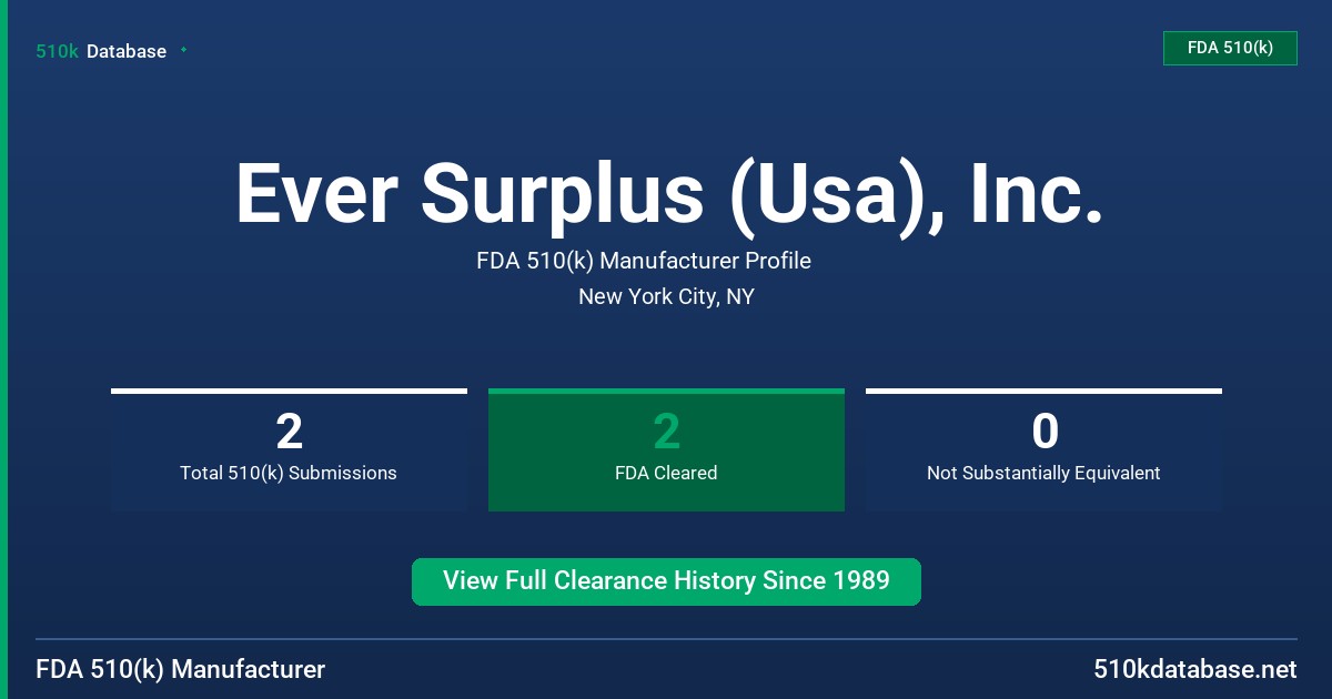 Ever Surplus (Usa), Inc. FDA 510(k) Manufacturer Profile