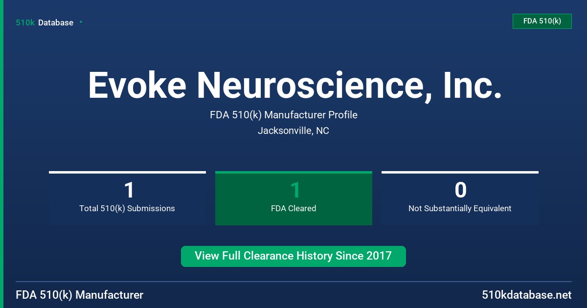 Evoke Neuroscience, Inc. FDA 510(k) Manufacturer Profile