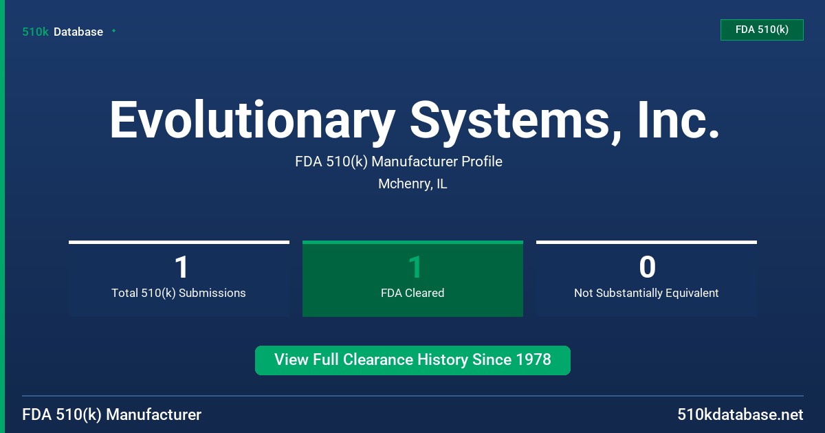Evolutionary Systems, Inc. FDA 510(k) Manufacturer Profile