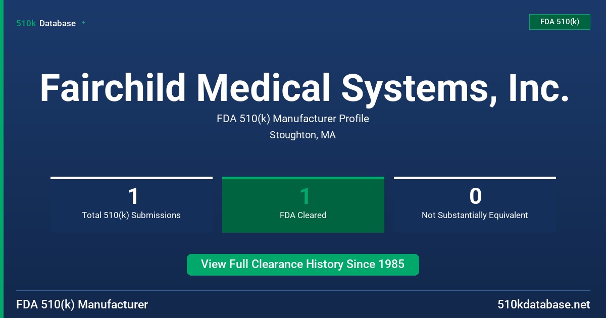 Fairchild Medical Systems, Inc. FDA 510(k) Manufacturer Profile