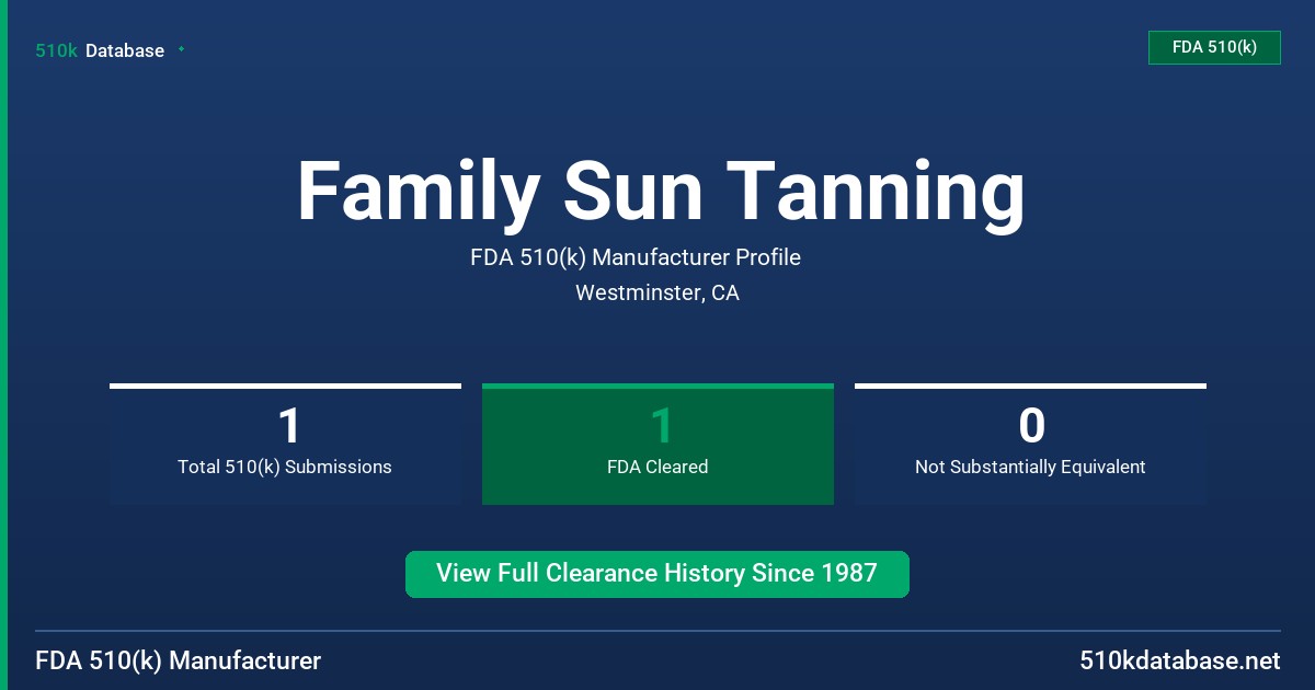 Family Sun Tanning FDA 510(k) Manufacturer Profile