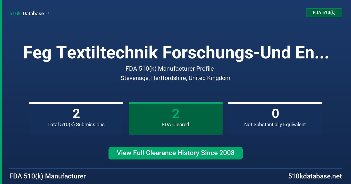 Feg Textiltechnik Forschungs-Und Entwicklungsgesel FDA 510(k) Manufacturer Profile