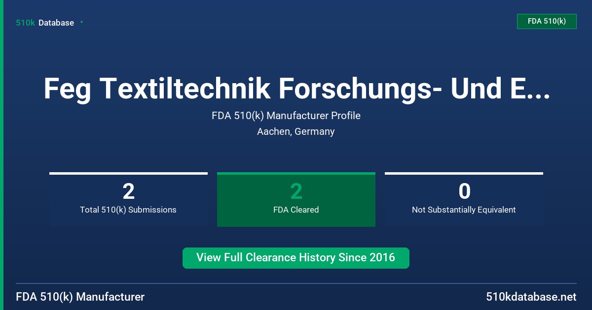 Feg Textiltechnik Forschungs- Und Entwicklungsgesellschaft FDA 510(k) Manufacturer Profile
