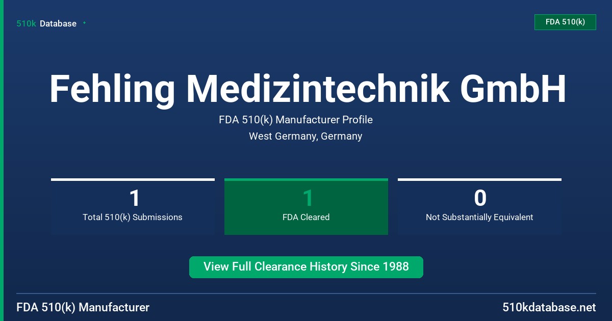 Fehling Medizintechnik GmbH FDA 510(k) Manufacturer Profile