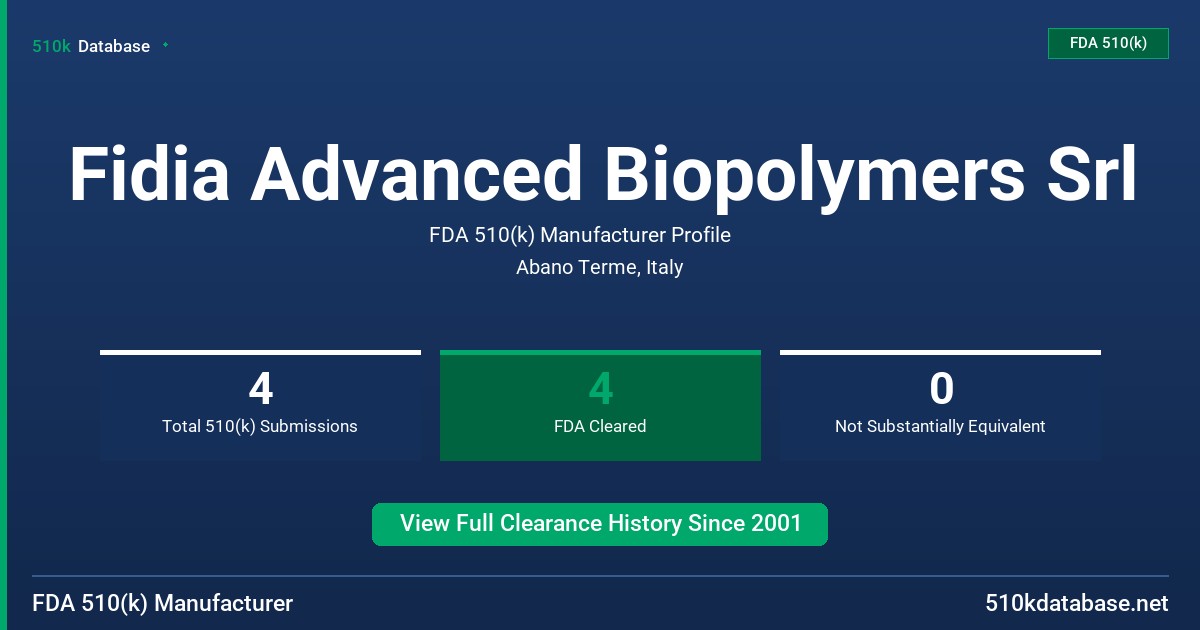 Fidia Advanced Biopolymers Srl FDA 510(k) Manufacturer Profile