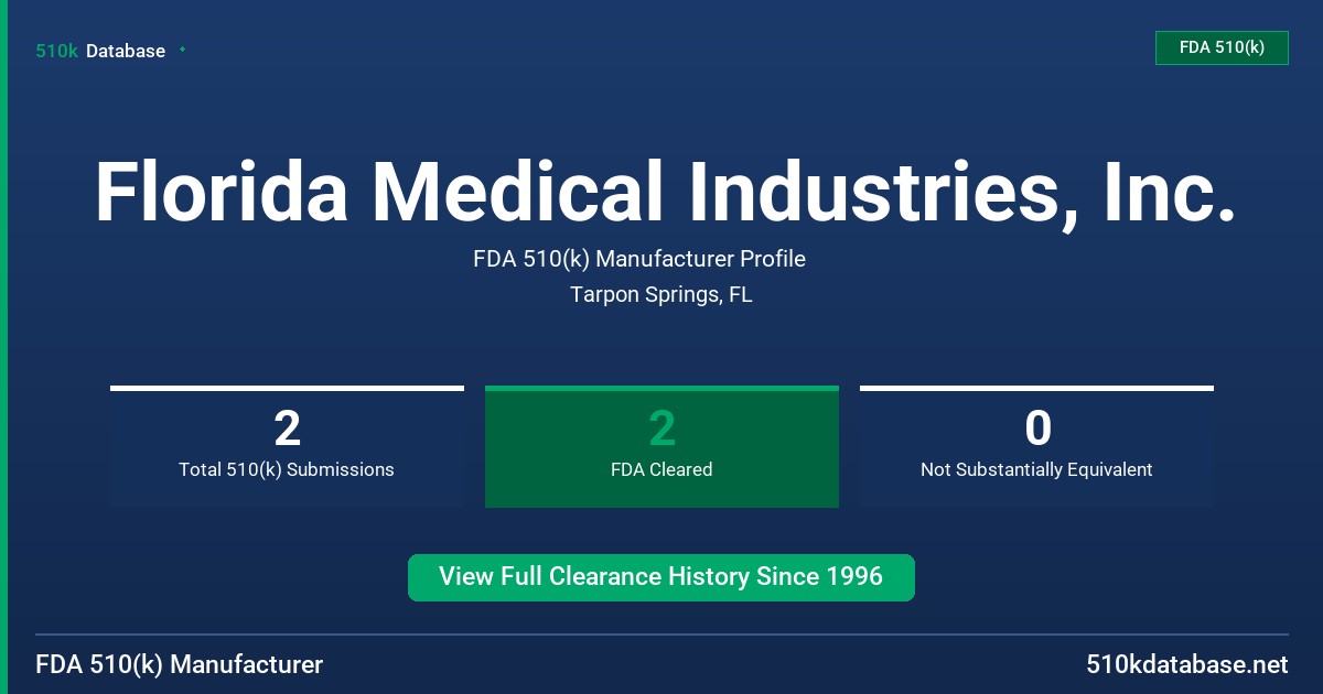 Florida Medical Industries, Inc. FDA 510(k) Manufacturer Profile