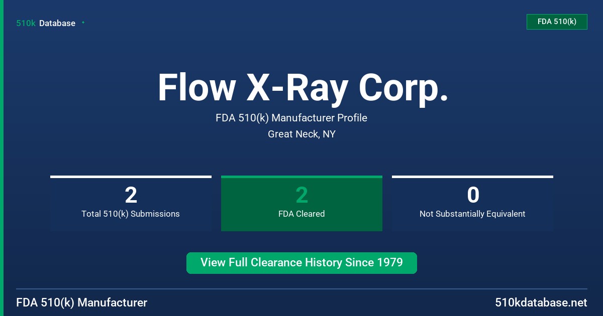 Flow X-Ray Corp. FDA 510(k) Manufacturer Profile