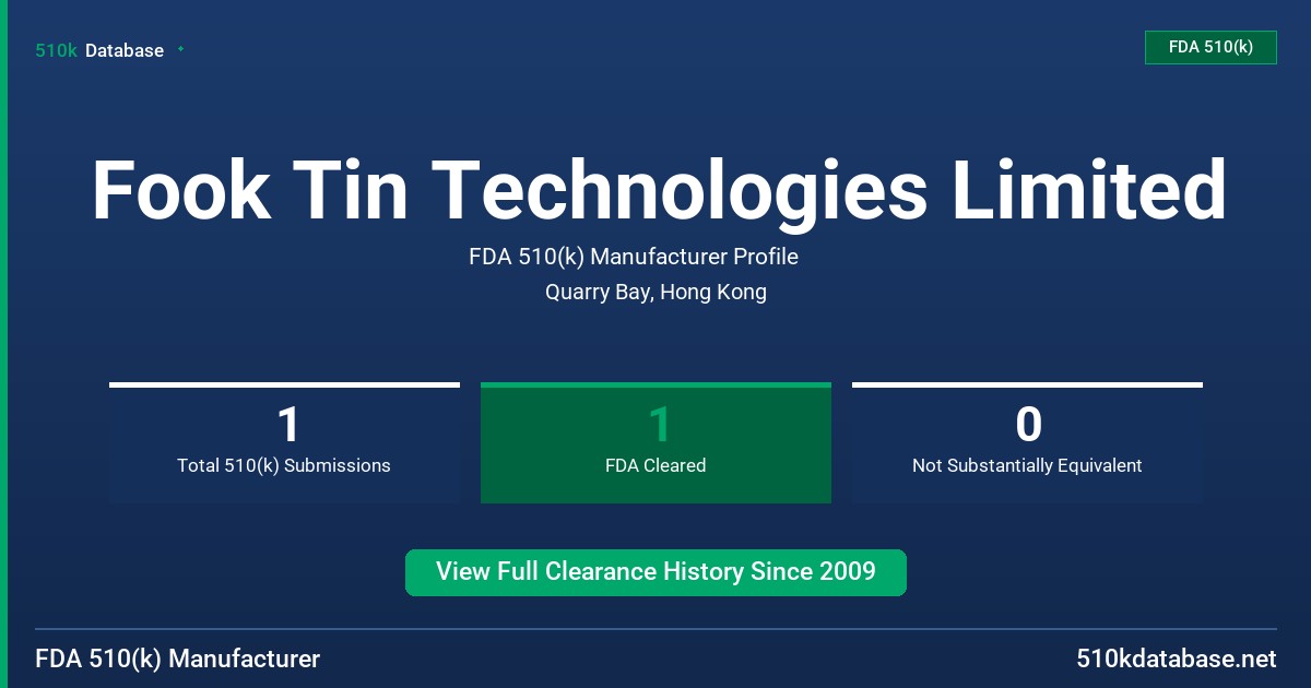 Fook Tin Technologies Limited FDA 510(k) Manufacturer Profile