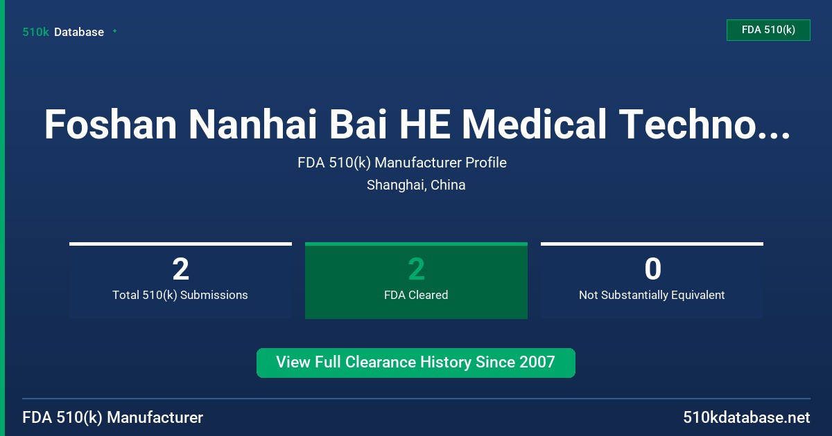 Foshan Nanhai Bai HE Medical Technology Co., Ltd. FDA 510(k) Manufacturer Profile