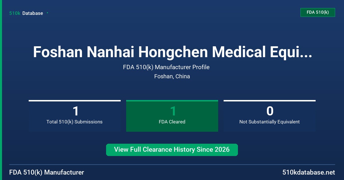 Foshan Nanhai Hongchen Medical Equipment Co., Ltd. FDA 510(k) Manufacturer Profile