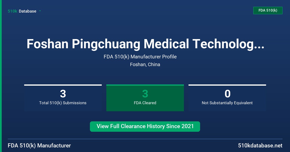 Foshan Pingchuang Medical Technology Co., Ltd. FDA 510(k) Manufacturer Profile