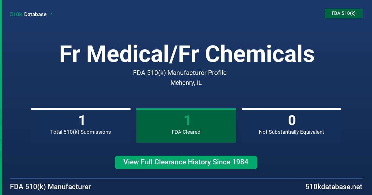 Fr Medical/Fr Chemicals FDA 510(k) Manufacturer Profile