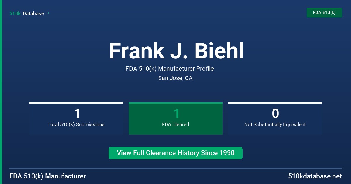 Frank J. Biehl FDA 510(k) Manufacturer Profile