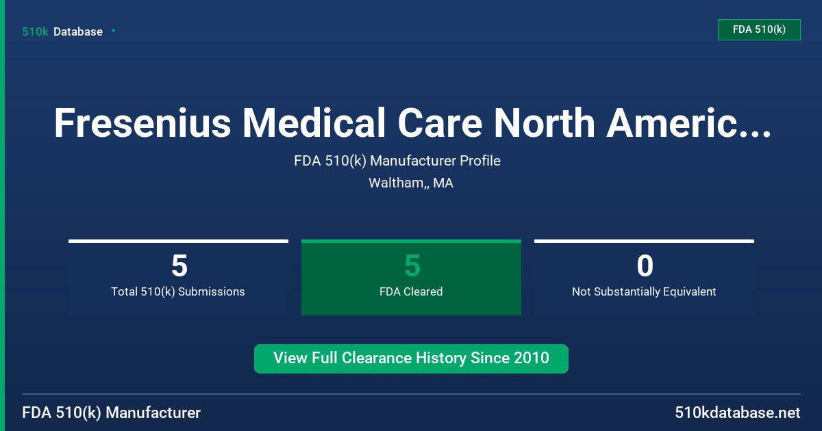 Fresenius Medical Care North America, Design Cente FDA 510(k) Manufacturer Profile