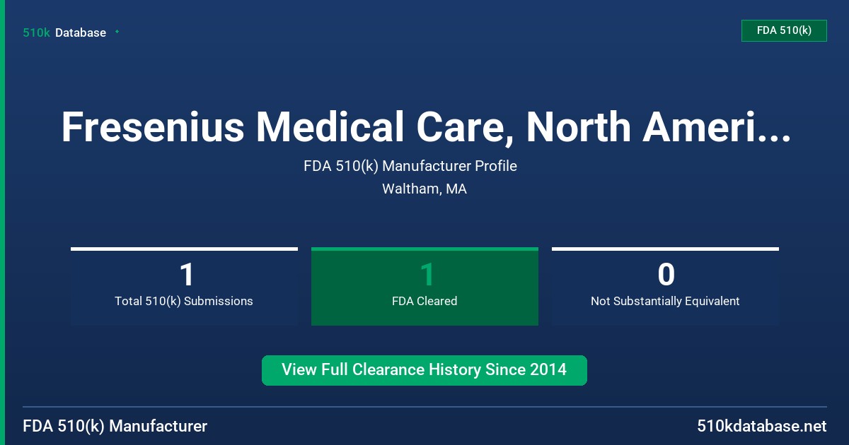 Fresenius Medical Care, North America - Renal Ther FDA 510(k) Manufacturer Profile