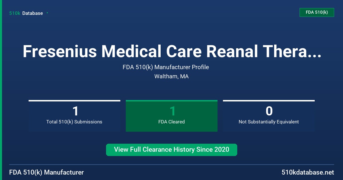 Fresenius Medical Care Reanal Therapies Group, LLC FDA 510(k) Manufacturer Profile