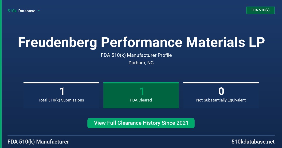 Freudenberg Performance Materials LP FDA 510(k) Manufacturer Profile