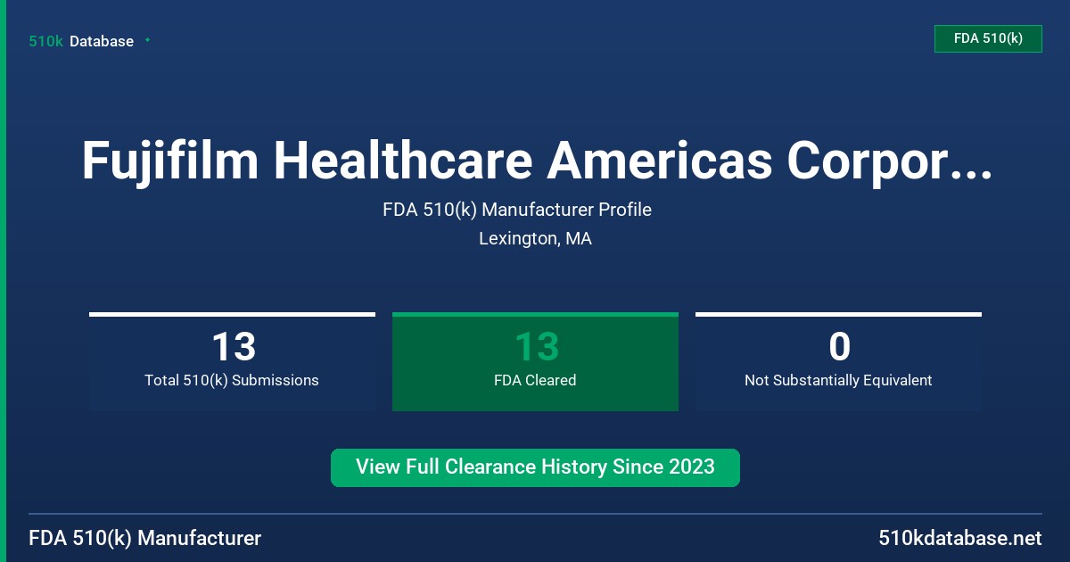 Fujifilm Healthcare Americas Corporation FDA 510(k) Manufacturer Profile