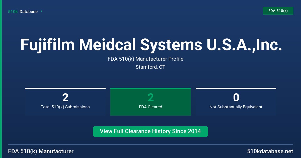 Fujifilm Meidcal Systems U.S.A.,Inc. FDA 510(k) Manufacturer Profile