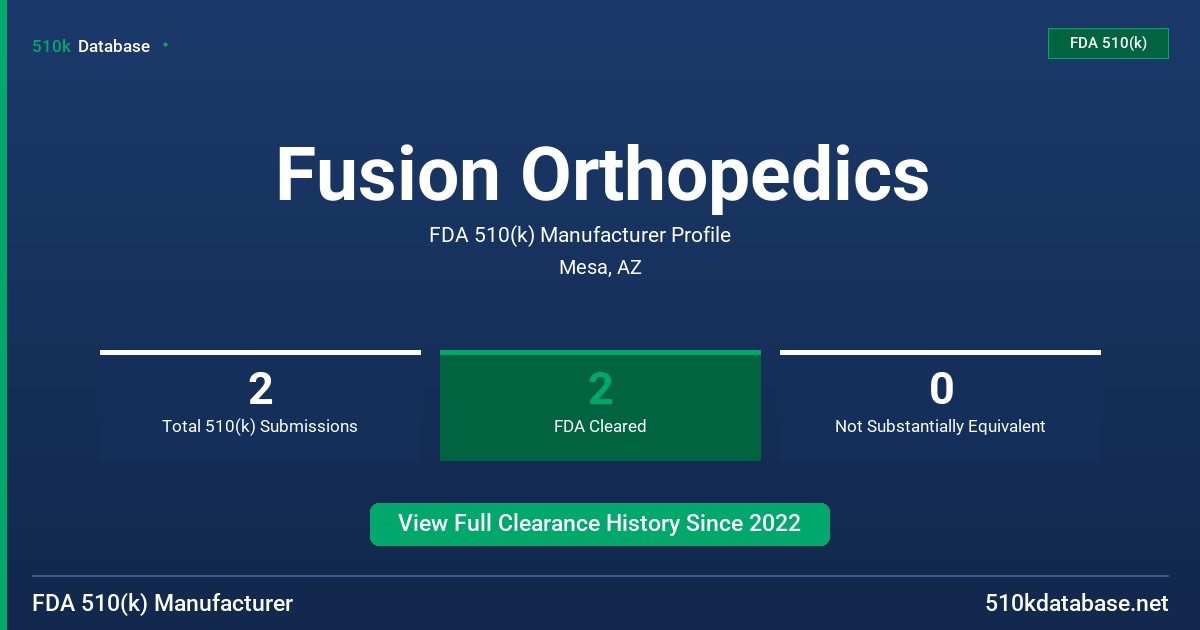 Fusion Orthopedics FDA 510(k) Manufacturer Profile