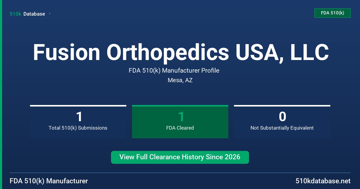 Fusion Orthopedics USA, LLC FDA 510(k) Manufacturer Profile