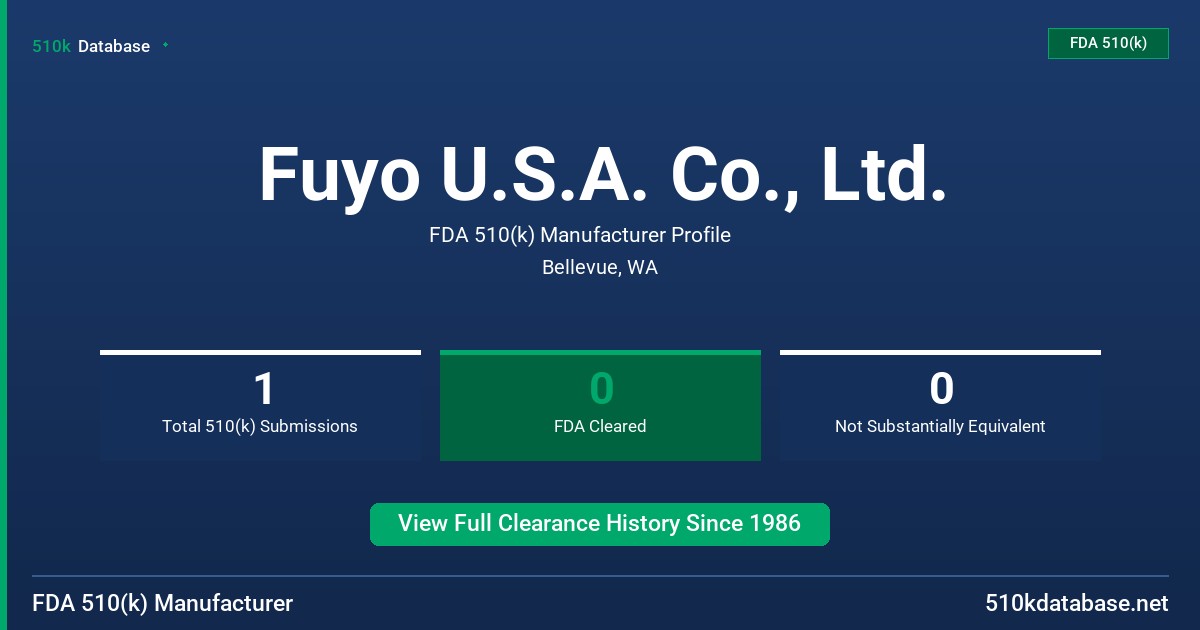 Fuyo U.S.A. Co., Ltd. FDA 510(k) Manufacturer Profile