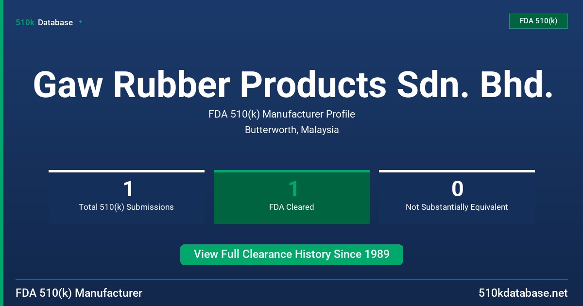 Gaw Rubber Products Sdn. Bhd. FDA 510(k) Manufacturer Profile