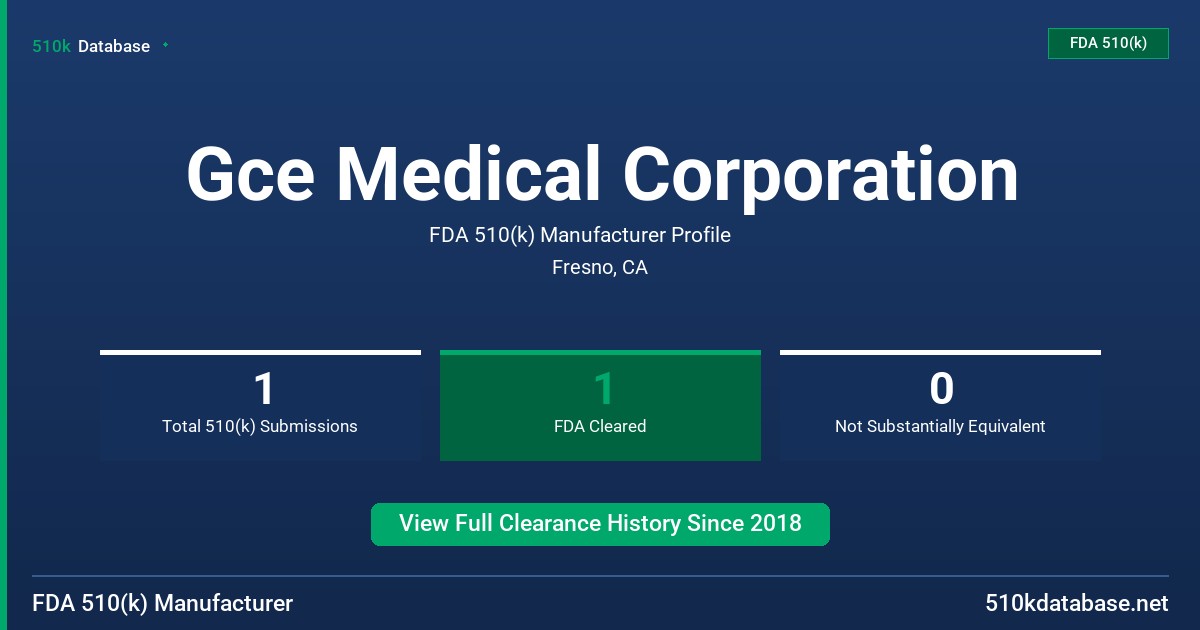 Gce Medical Corporation FDA 510(k) Manufacturer Profile