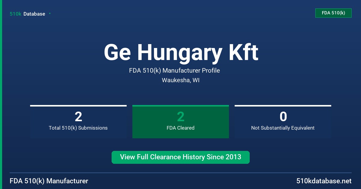 Ge Hungary Kft FDA 510(k) Manufacturer Profile
