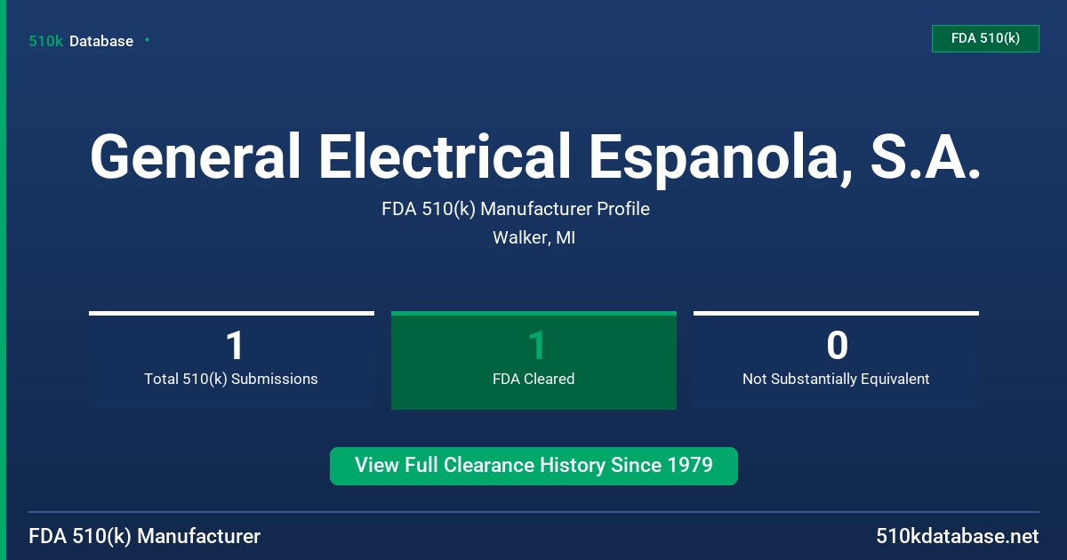 General Electrical Espanola, S.A. FDA 510(k) Manufacturer Profile