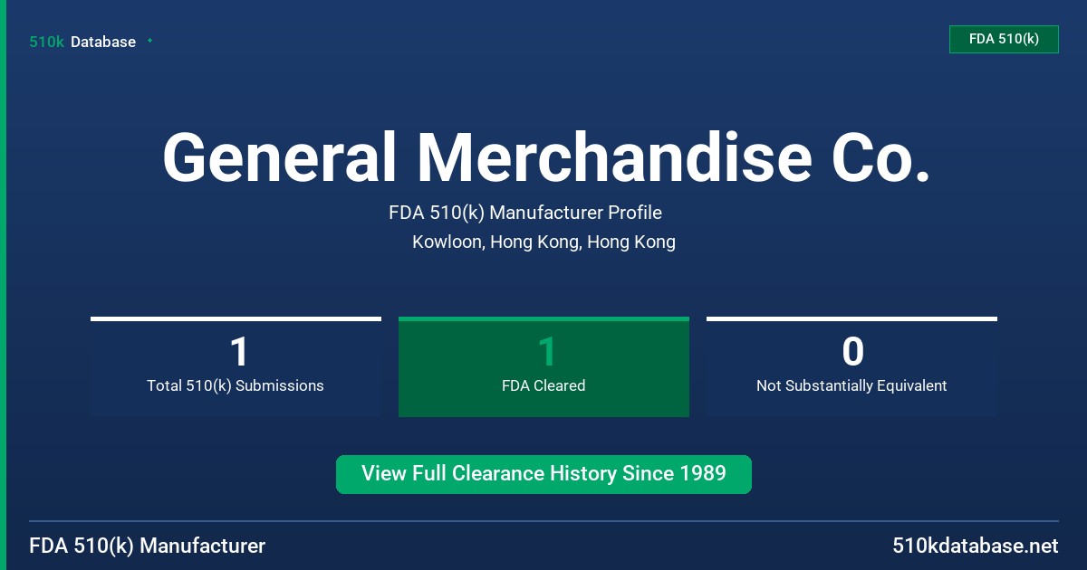 General Merchandise Co. FDA 510(k) Manufacturer Profile