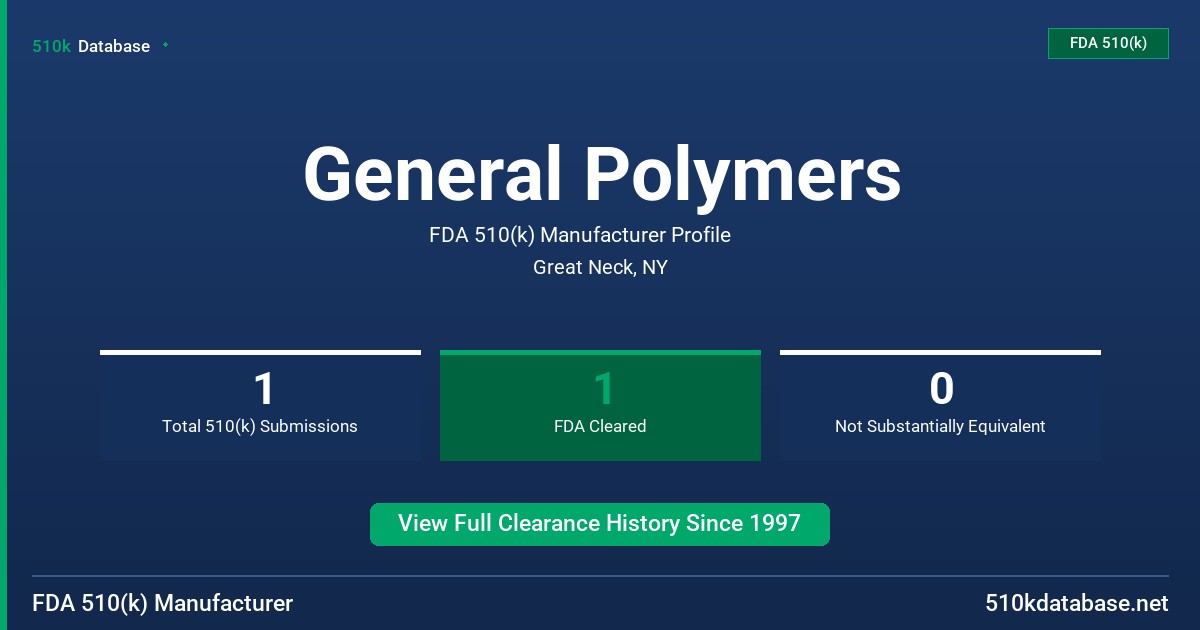 General Polymers FDA 510(k) Manufacturer Profile