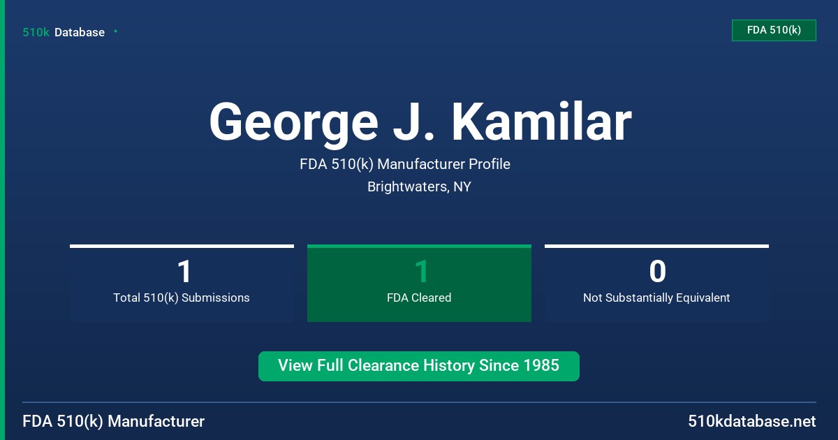 George J. Kamilar FDA 510(k) Manufacturer Profile