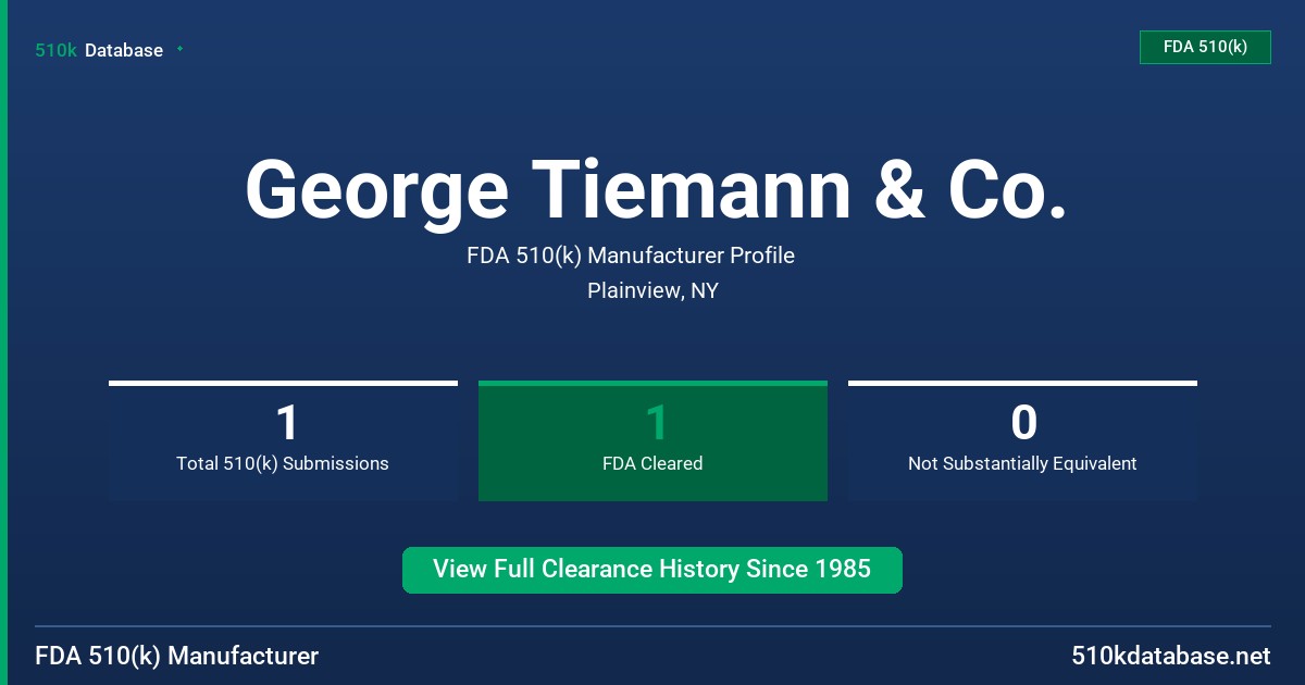 George Tiemann & Co. FDA 510(k) Manufacturer Profile