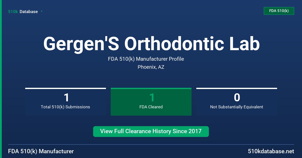 Gergen'S Orthodontic Lab FDA 510(k) Manufacturer Profile