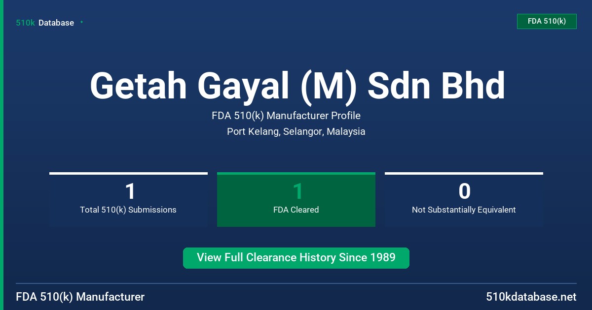 Getah Gayal (M) Sdn Bhd FDA 510(k) Manufacturer Profile