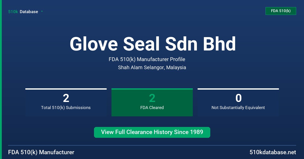 Glove Seal Sdn Bhd FDA 510(k) Manufacturer Profile