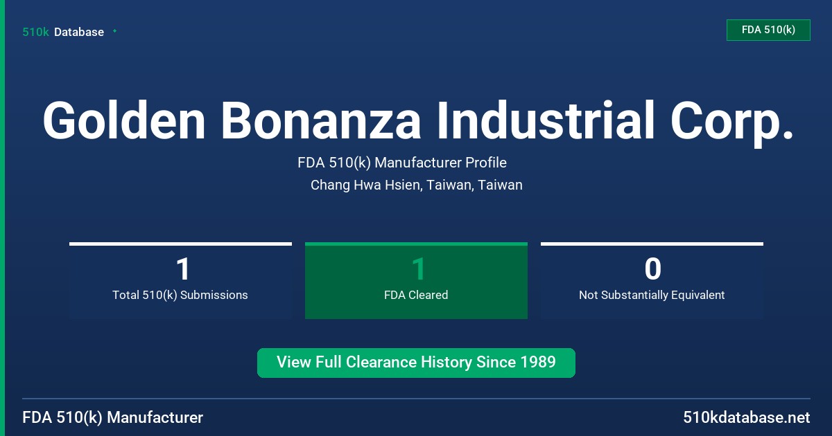 Golden Bonanza Industrial Corp. FDA 510(k) Manufacturer Profile