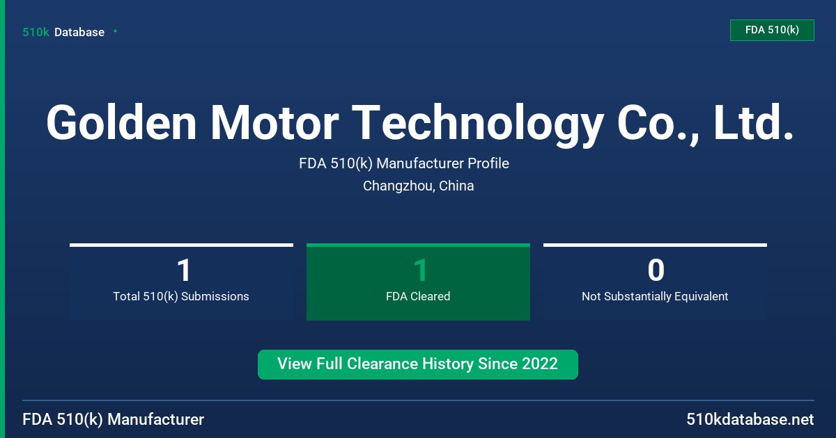Golden Motor Technology Co., Ltd. FDA 510(k) Manufacturer Profile