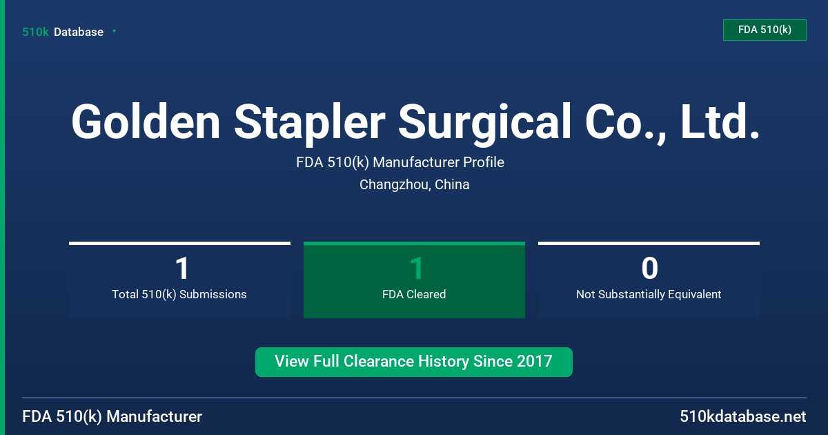 Golden Stapler Surgical Co., Ltd. FDA 510(k) Manufacturer Profile