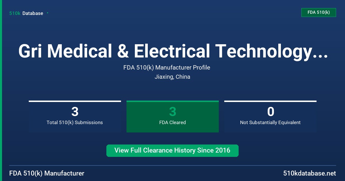 Gri Medical & Electrical Technology Co., Ltd. FDA 510(k) Manufacturer Profile